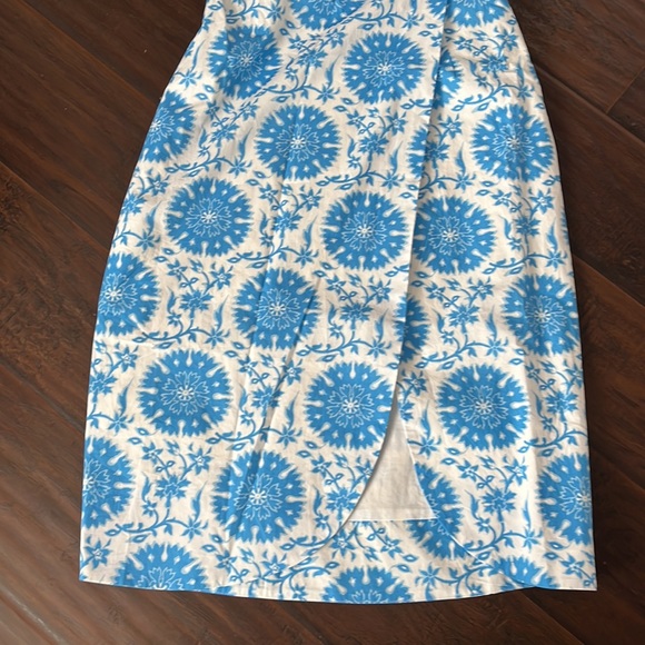 $268 Hermoza Charlotte One Shoulder Medallion Print Wrap Midi Dress Blue S - Picture 8 of 15